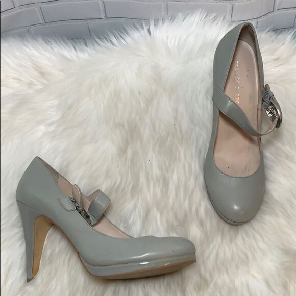 Franco Sarto Nuvo Grey Leather Platform Heel Sz 10 - Picture 1 of 8